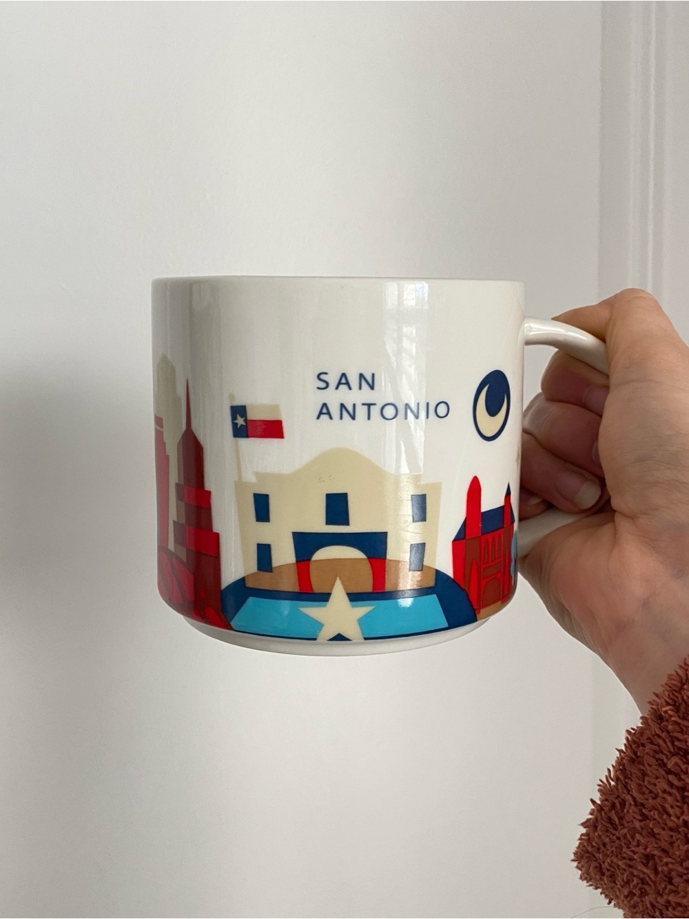 Starbucks San Antonio Ceramic Mug - White with Red & Blue Accents